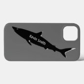 Black Swimming Shark Personalized Case-Mate iPhone Hülle (Rückseite (Horizontal))