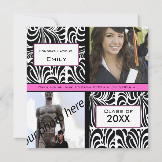 Black Swirl Abschluss Abschiedsveranstaltung Einladung (Vorderseite)