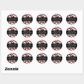 Black Swirl Damask Wedding Danke Labels Pink Runder Aufkleber (Blatt)