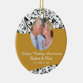 Black Swirl & Gold 50th Wedding Anniversary Foto Keramik Ornament (Rechts)
