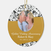 Black Swirl & Gold 50th Wedding Anniversary Foto Keramik Ornament (Links)