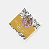 Black Swirl & Gold 50th Wedding Anniversary Foto Serviette (Ecke)