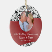 Black Swirl & Red 40th Wedding Anniversary Foto Keramik Ornament (Rechts)