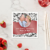 Black Swirl & Ruby 40th Wedding Anniversary Foto Serviette (Beispiel)