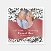 Black Swirl & Ruby 40th Wedding Anniversary Foto Serviette (Vorderseite)
