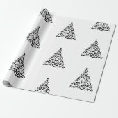 Black Swirls Christmas Trees on White Geschenkpapier (Ungerollt)