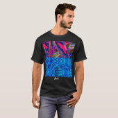 black t-shirt for men with neon print (Vorne ganz)