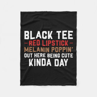 Black T-Shirt Red Lipstick Melanin Brown Skin Hi Fleecedecke