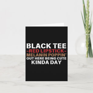 Black T-Shirt Red Lipstick Melanin Brown Skin Hi Karte