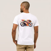 Black t-shirt with a bold motorcycle design. (Schwarz voll)