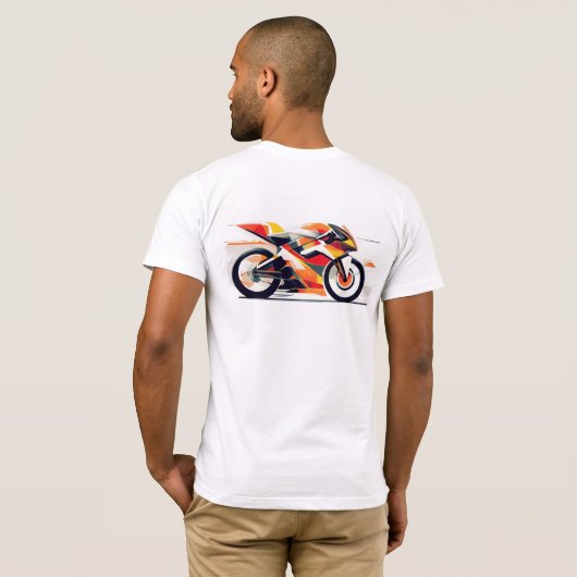 Black t-shirt with a bold motorcycle design. (Schwarz voll)