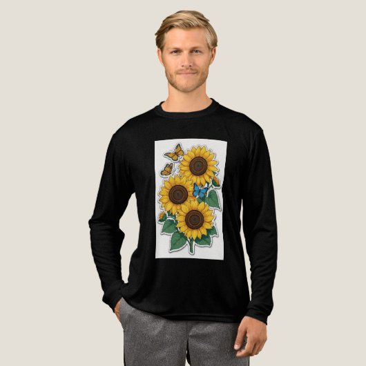 Black T shirt with yellow followers (Volle Vorderseite)