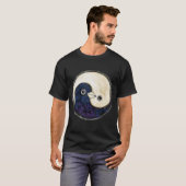 Black T Shirt Yin Yang Design Friedenstruppen Taub (Vorne ganz)