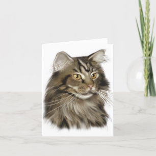 Black Tabby Maine Coon Cat Karte