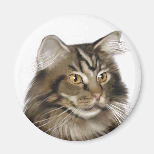 Black Tabby Maine Coon Cat Magnet (Vorne)