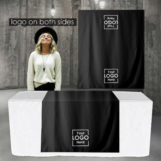 Black Table Runner Banner Business 2 Logos Events Wandteppich