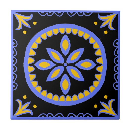 Black Talavera Tile Fliese (Vorderseite)