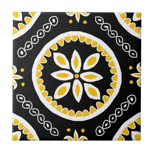 Black Talavera Tile Fliese (Vorderseite)