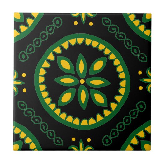 Black Talavera Tile Fliese (Vorderseite)