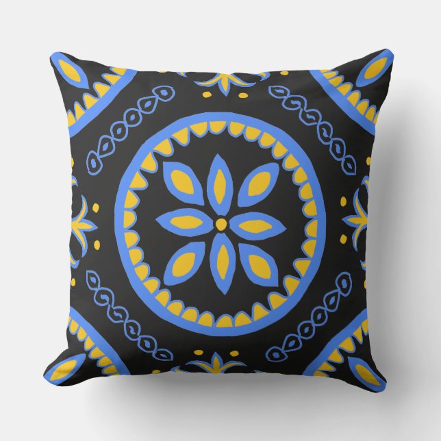 Black Talavera Tile Kissen (Vorderseite)