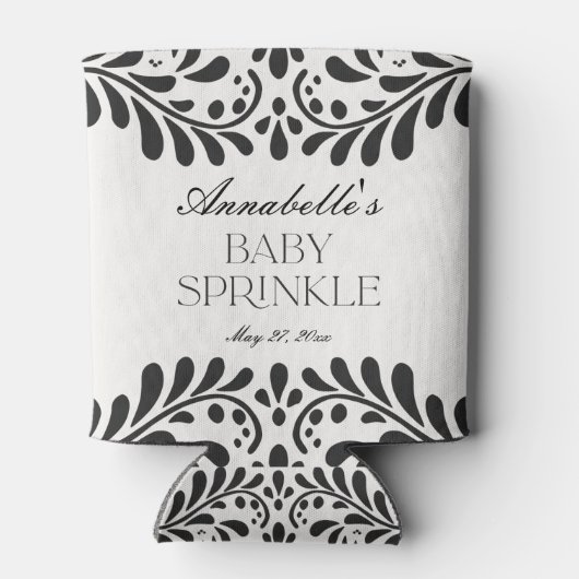 Black Talavera Tile Spanish Fiesta Baby Sprinkle Dosenkühler (Rückseite)