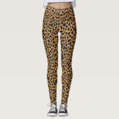 Black Tan And Brown Safari Leopard Skin Pattern Leggings (Vorderseite)