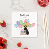 Black Tan Aussiedoodle Dog Birthday Party Paper Serviette (Beispiel)