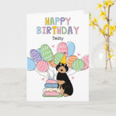 Black Tan Aussiedoodle Dog Happy Birthday Karte (Gelbe Blume)