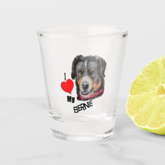 Black Tan Bernese Dog Liebe Schnapsglas (Vorderseite)