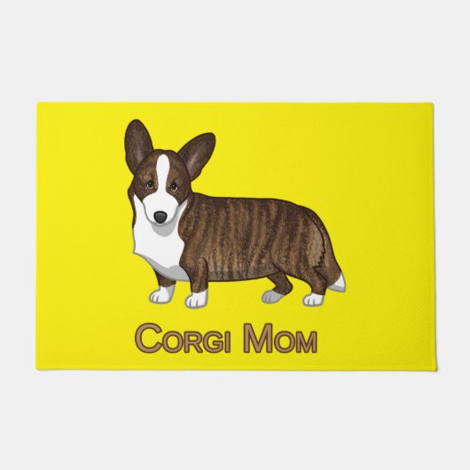 Black Tan Brindle Cardigan Welsh Corgi Mama Dog Lo Fußmatte (Vorderseite)