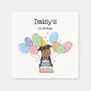 Black Tan Brussels Griffon Birthday Paper Serviette
