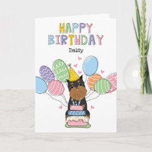 Black Tan Brussels Griffon Cropp Ohren Geburtstag Karte