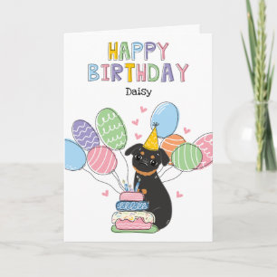 Black Tan Brussels Griffon Dog Birthday Card Karte