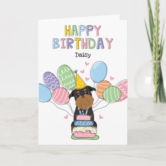 Black Tan Brussels Griffon Dog Birthday Card Karte (Vorderseite)