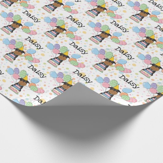 Black Tan Brussels Griffon Dog Birthday Party Geschenkpapier (Ecke)