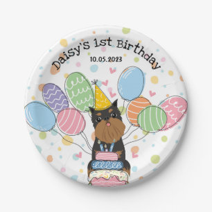 Black Tan Brussels Griffon Dog Birthday Party Pappteller