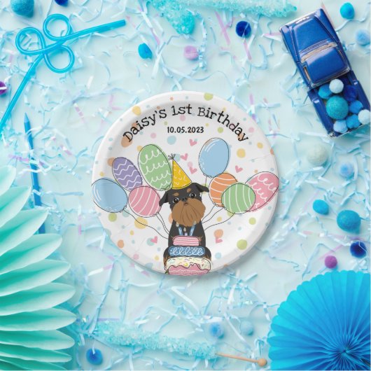 Black Tan Brussels Griffon Dog Birthday Party Pappteller (Party)