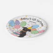 Black Tan Brussels Griffon Dog Birthday Party Pappteller (Schrägansicht)