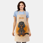 Black & Tan Cavalier King Charles Dog auf Orange A Schürze (Getragen)