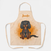 Black & Tan Cavalier King Charles Dog auf Orange A Schürze (Vorderseite)