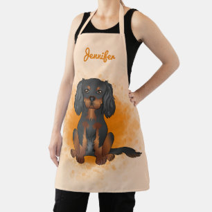 Black & Tan Cavalier King Charles Dog auf Orange A Schürze