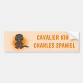 Black & Tan Cavalier King Charles Dog auf Orange Autoaufkleber (Vorne)