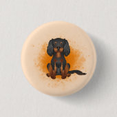 Black & Tan Cavalier King Charles Dog auf Orange Button (Vorderseite)