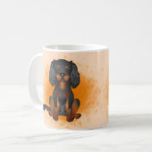 Black & Tan Cavalier King Charles Dog auf Orange Kaffeetasse (Vorderseite Links)