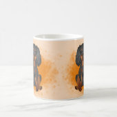 Black & Tan Cavalier King Charles Dog auf Orange Kaffeetasse (Mittel)