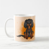 Black & Tan Cavalier King Charles Dog auf Orange Kaffeetasse (Links)