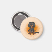 Black & Tan Cavalier King Charles Dog auf Orange Magnet (Vorderseite/Rückseite)