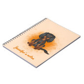 Black & Tan Cavalier King Charles Dog auf Orange Notizblock (Linke Seite)