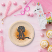 Black & Tan Cavalier King Charles Dog auf Orange Pappteller (Party)