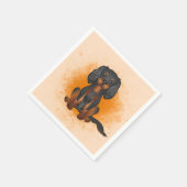 Black & Tan Cavalier King Charles Dog auf Orange Serviette (Ecke)